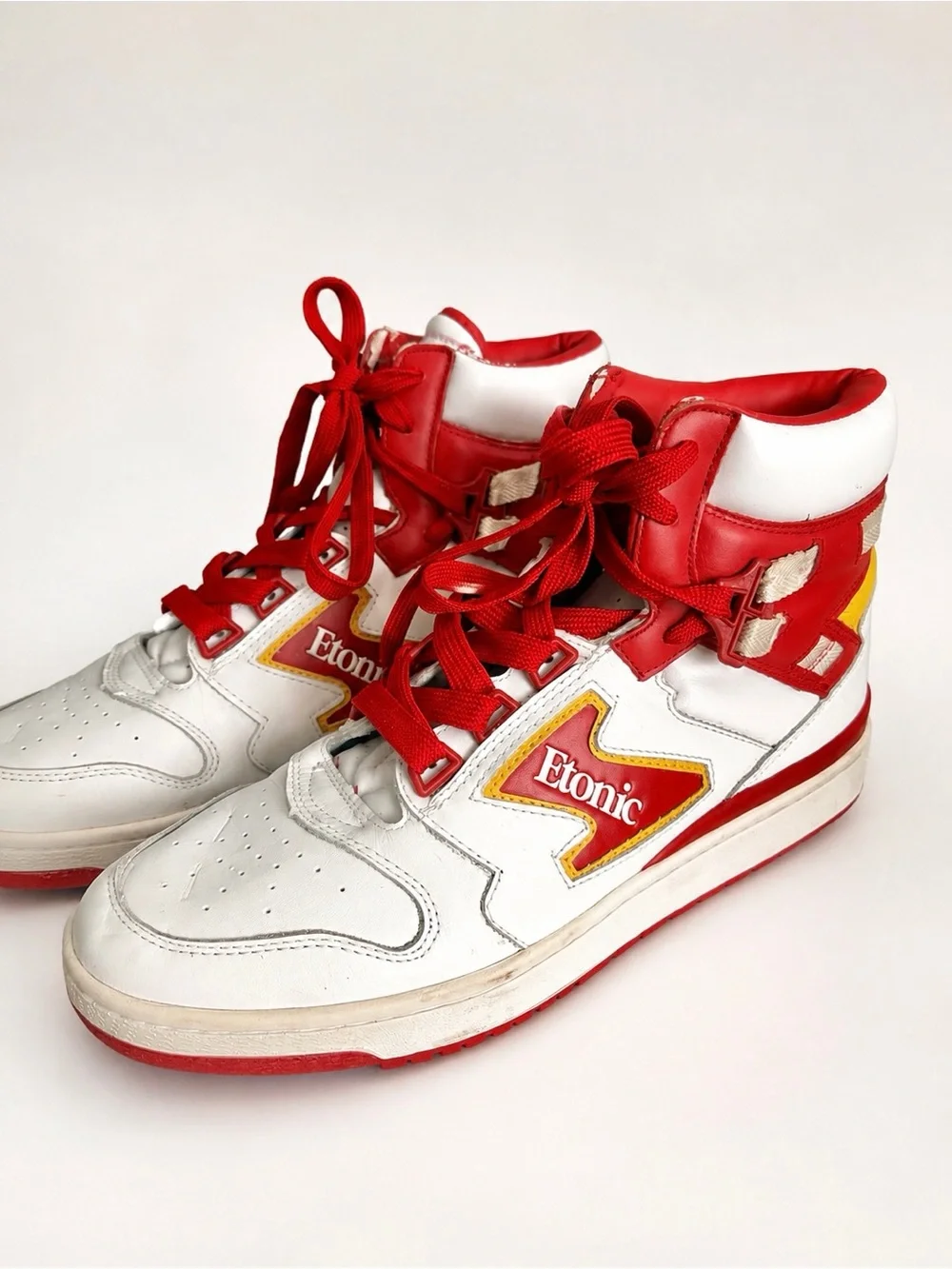 Etonic Akeem The Dream Hakeem Olajuwon High Top Sneakers Red White Men’s 12